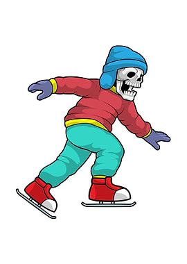 Skeleton Skull Ice skating