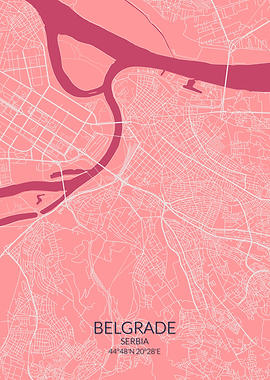 Belgrade Pink Rose Map