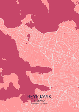 Reykjavik Pink Rose Map