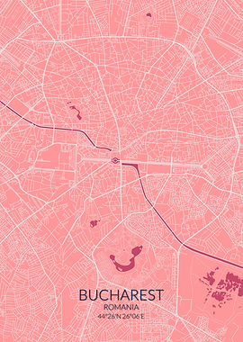 Bucharest Pink Rose Map