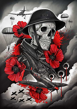 World War Skull Poppy