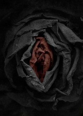 Black and red rosebud