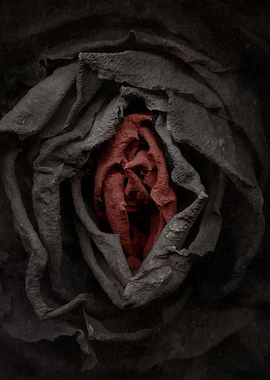 Black and red rosebud