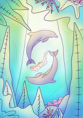 The girl and the dolphins