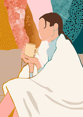 A girl wearing a blanket