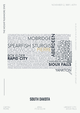 South Dakota USA map