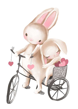 Cute Bunnys on a bicycle