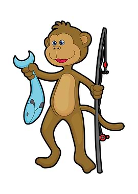 Monkey Fishing Fish