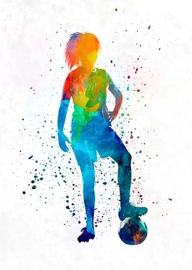 Soccer player watercolor