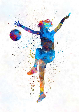 Watercolor soccer player