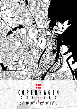 COPENHAGEN MAP DENMARK