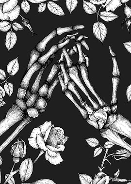Skeleton Hands and Roses