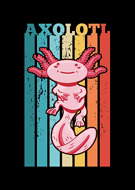 Cute Axolotl Retro Kawaii