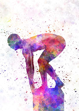 Swimmer in watercolor