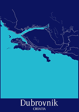 Dubrovnik City Map Croatia