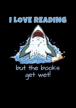 Shark Reading Books Wet