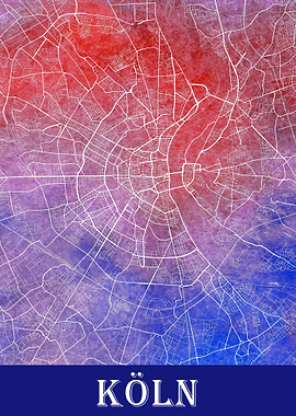 Koeln Cologne City Map