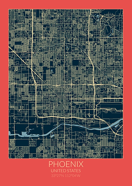 Phoenix Map Red Blue