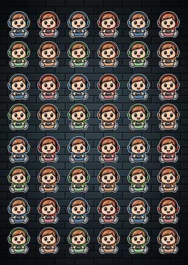 Kawaii Chibi Gamer Boy Set