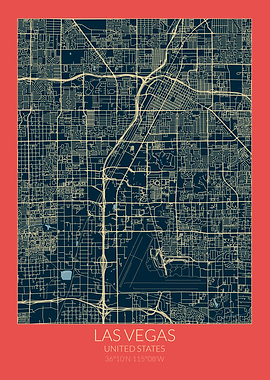 Las Vegas Map Red Blue