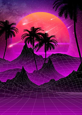 Mountain Synthwave Sunset