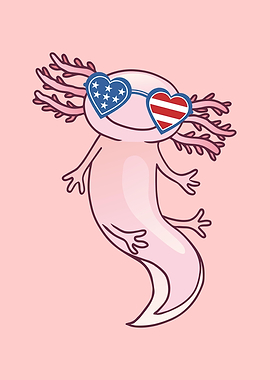 Cute Axolotl US Flag Gift