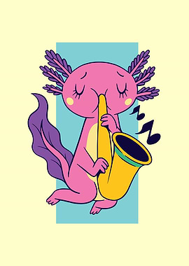 Axolotl playing Saxophone
