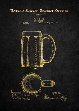 45 Beer Mug Patent 1876