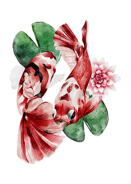 Swimming Japanese koi fish