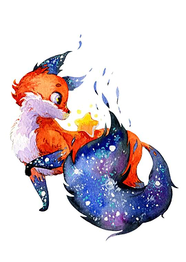 Cute Space Fox with a Star