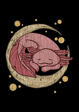 Cute Axolotl Moon Funny Gi