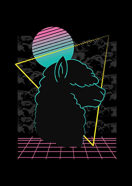 Vaporwave Alpaca Llama 80s