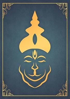 Lord Hanuman Teal Orange