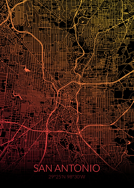 San Antonio Map Black