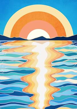 Retro Ocean Sun
