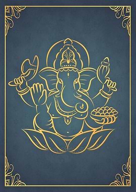 Ganesh Hindu Teal Orange