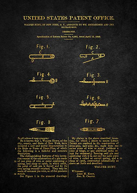 68 Safety Pin Patent 1849