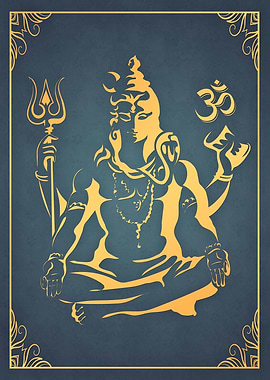 Lord Shiva Teal Orange