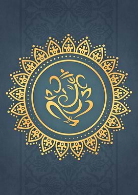 Hindu Ganesh Teal Orange