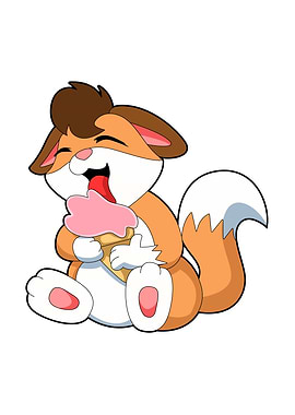 Fox Eating Ice cream