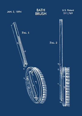BATH BRUSH PATENT BLUE