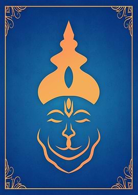 Lord Hanuman Teal Orange