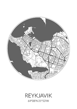 Reykjavik City Map White