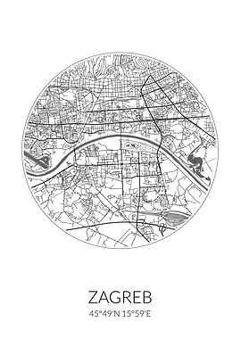 Zagreb City Map White