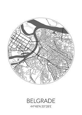Belgrade City Map White