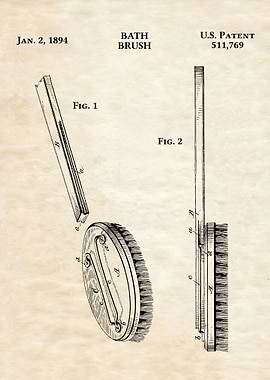 BATH BRUSH PATENT VINTAGE