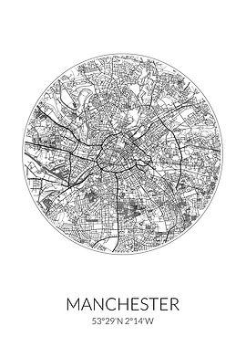Manchester City Map White
