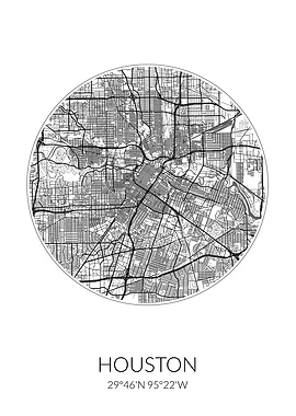 Houston City Map White