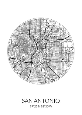 San Antonio City Map White