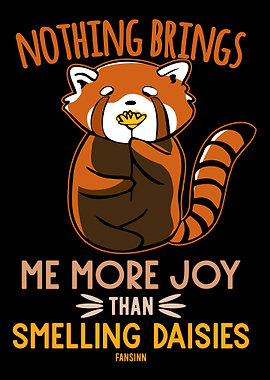 Small panda smells at the